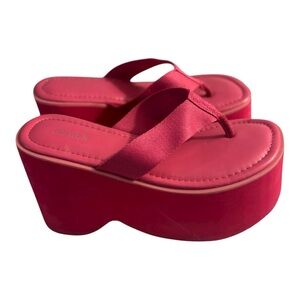 Y2K Iconic Rare Edgy Chunky Barbiecore Pink Platform Flip Flops Size 8